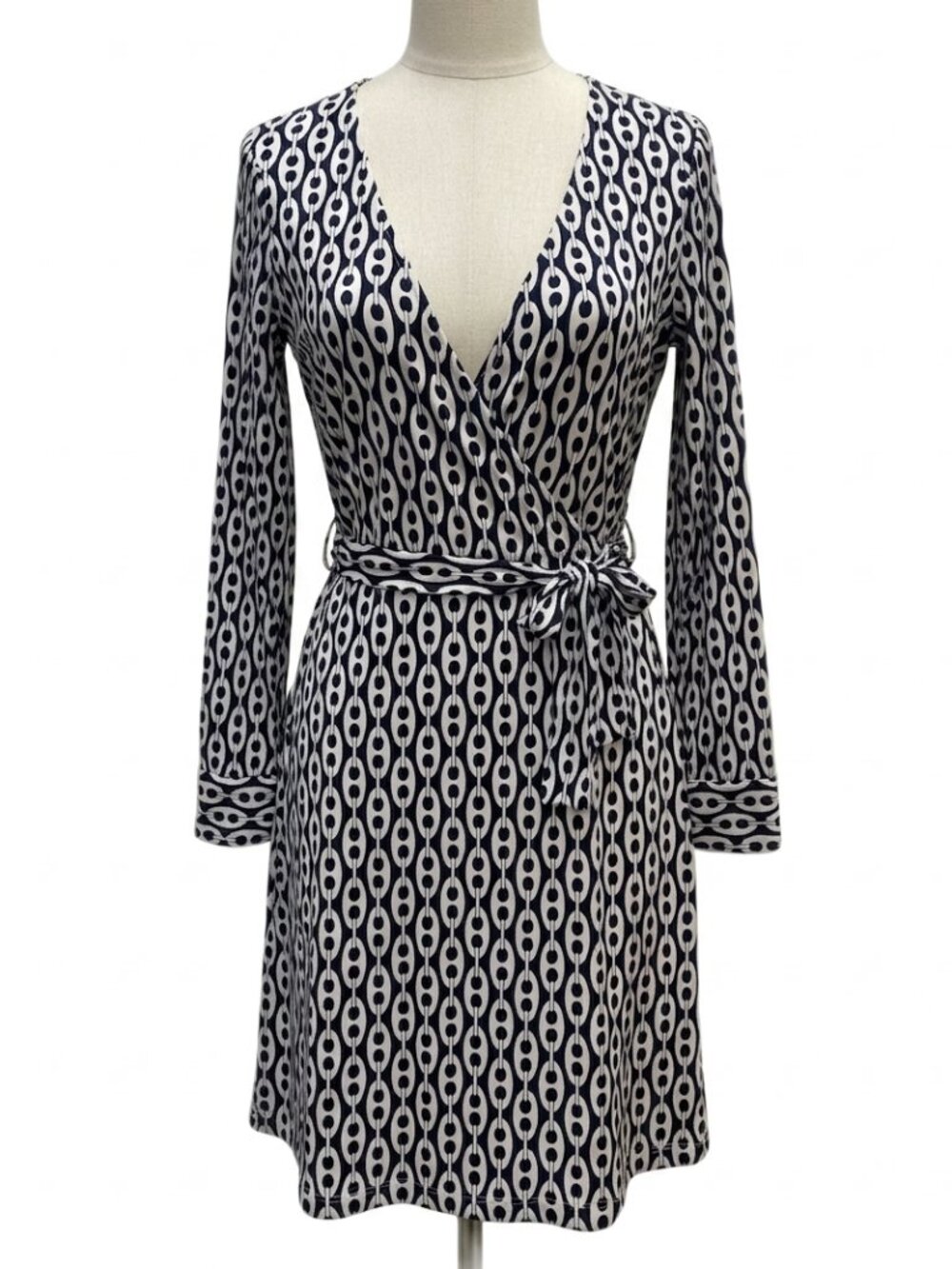 Pink Tartan 100% Silk Wrap Dress Navy White Size Medium